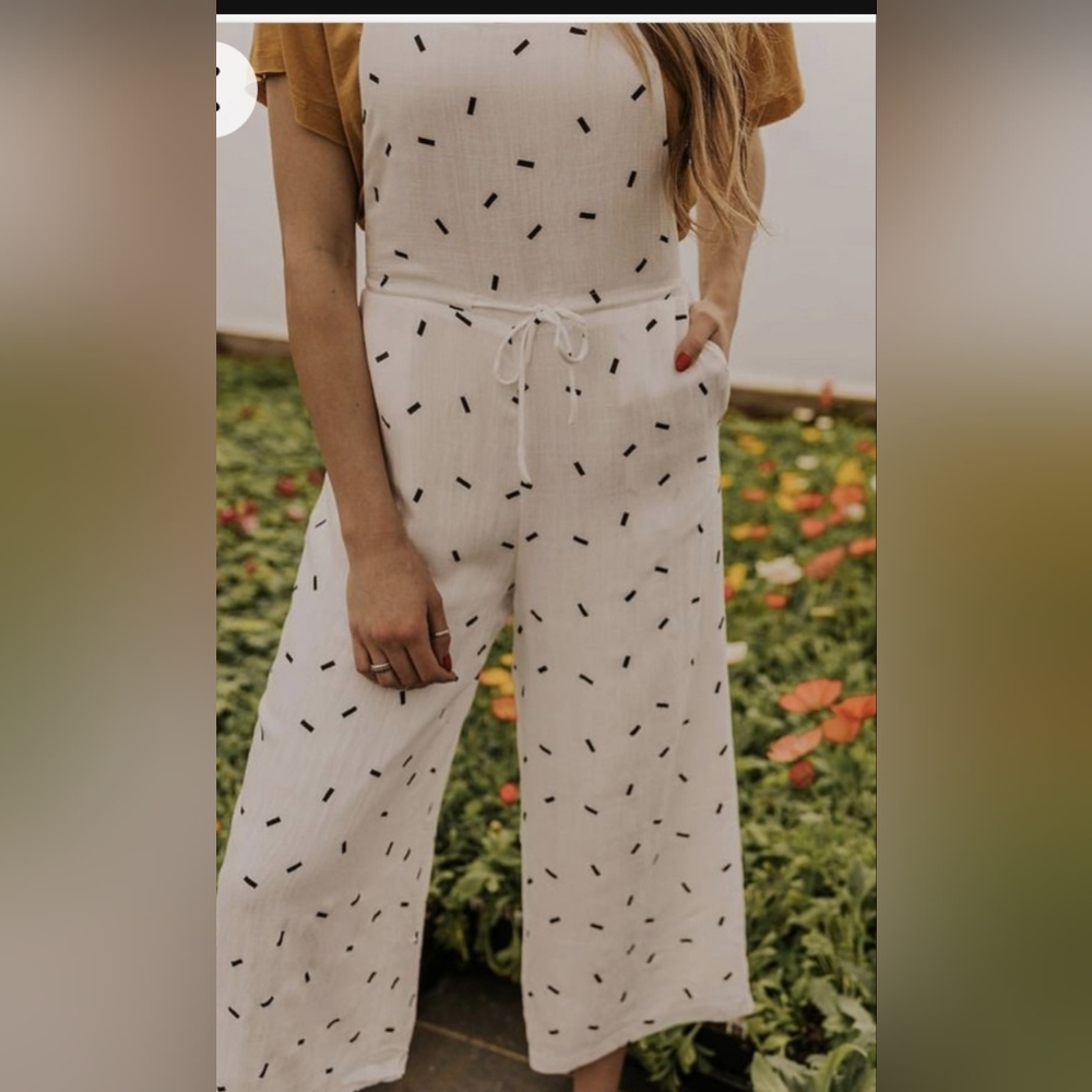 White Jumpsuit with Black Pattern